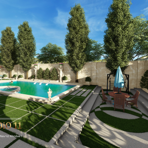 پروژه طراحی محوطه ویلای کلاسیک لواسان