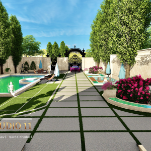 پروژه طراحی محوطه ویلای کلاسیک لواسان